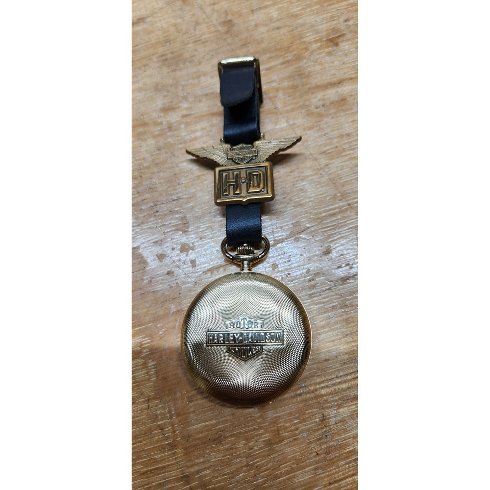 Harley-Davidson Swiss Made Pocket Watch Day Date Gold Tone Limited Ed 3663/5000